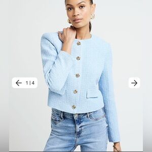 River Island Sky Blue Tweed Blazer with Gold Buttons